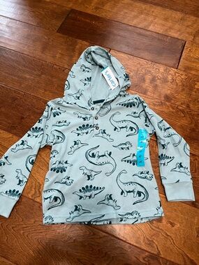 NWT Carter's Light Blue Dinosaur Hooded Long Sleeve Top - 4T